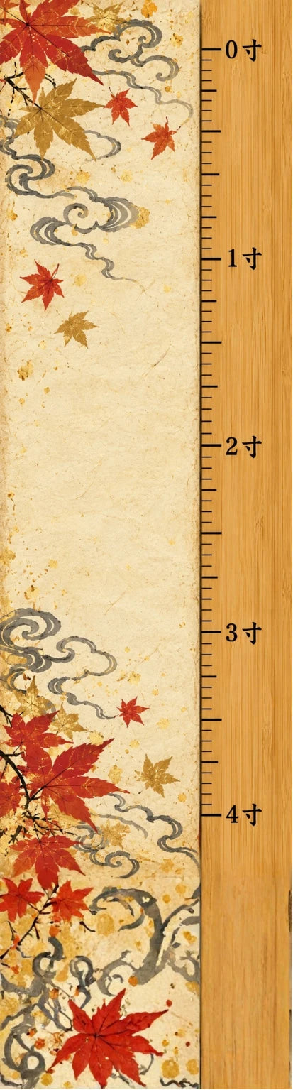 The reverse of the same thin paper guide, with a printed measuring scale.