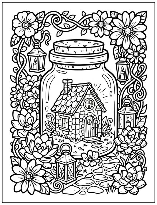 Alone, But Safe: A Healing Terrarium Coloring Book