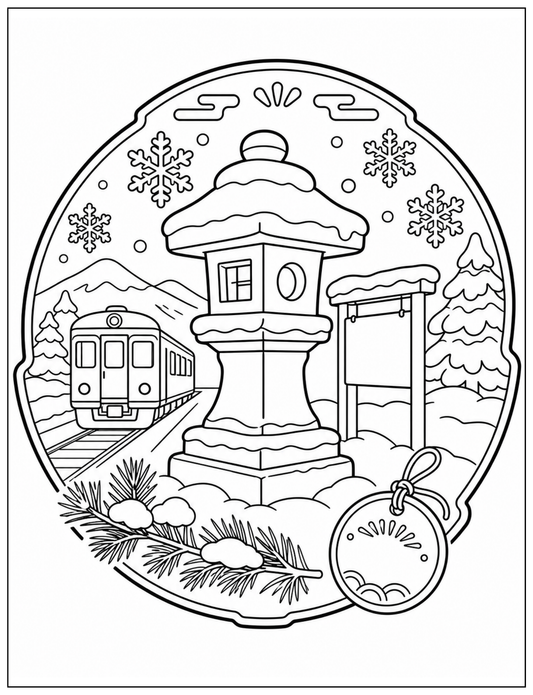 Japan Travel Stamp Coloring Book: Bold & Easy Coloring Book for Adults