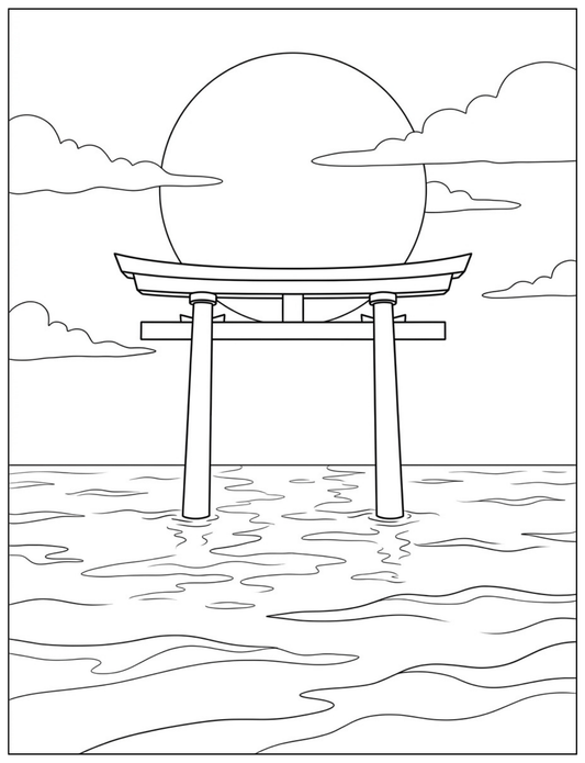 Fantasy Japanese Shrine Coloring Book for Adults