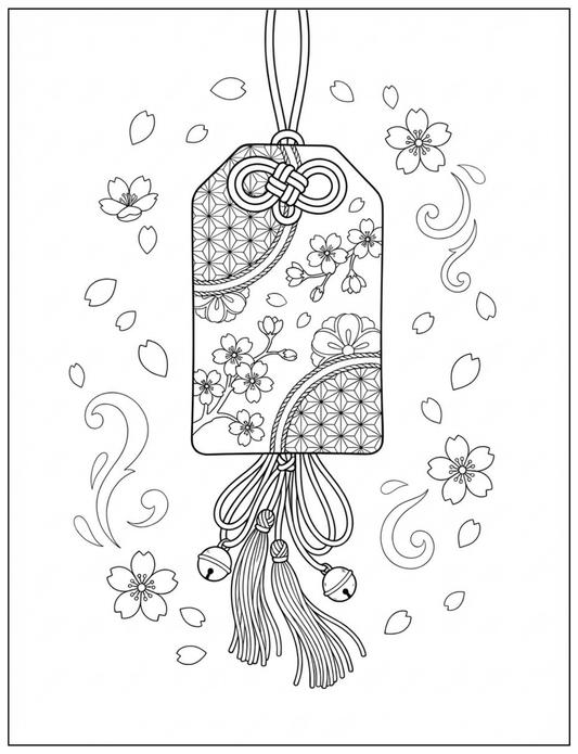 Wishes in Bloom: A Japanese Omamori Coloring Book