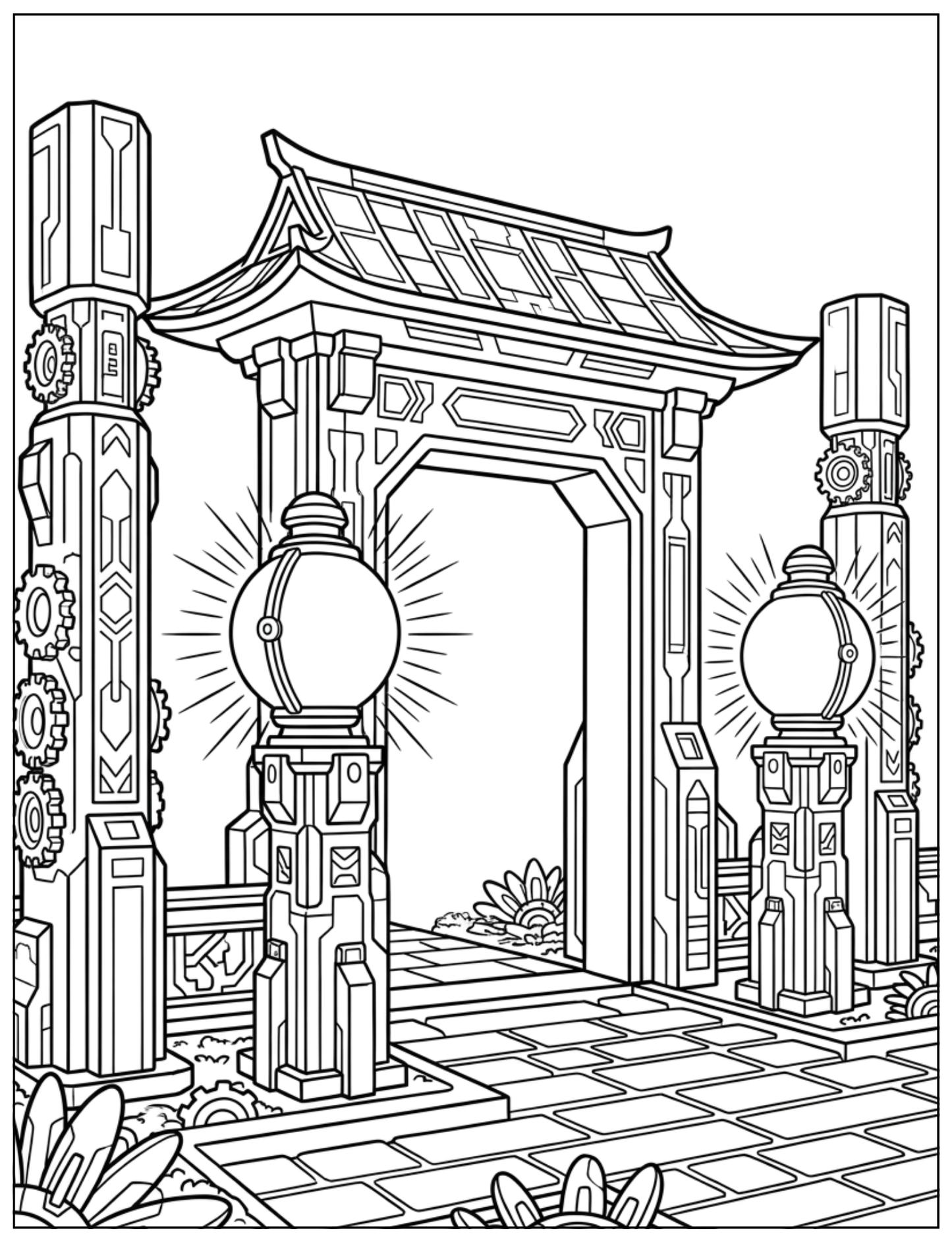 Cyber Zen: A Futuristic Coloring Book for Adults