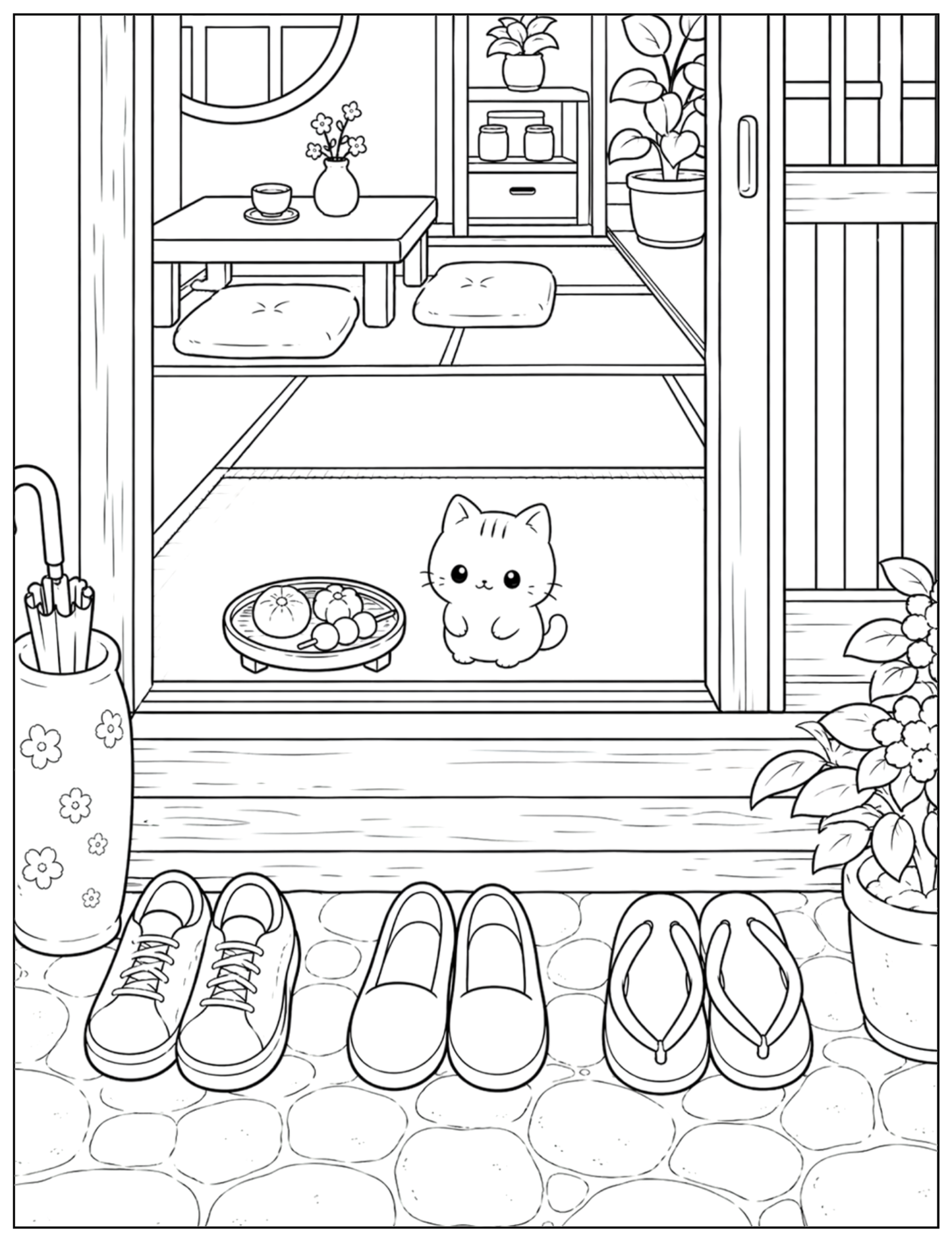Kawaii Cat & Japanese Sweets Coloring Book