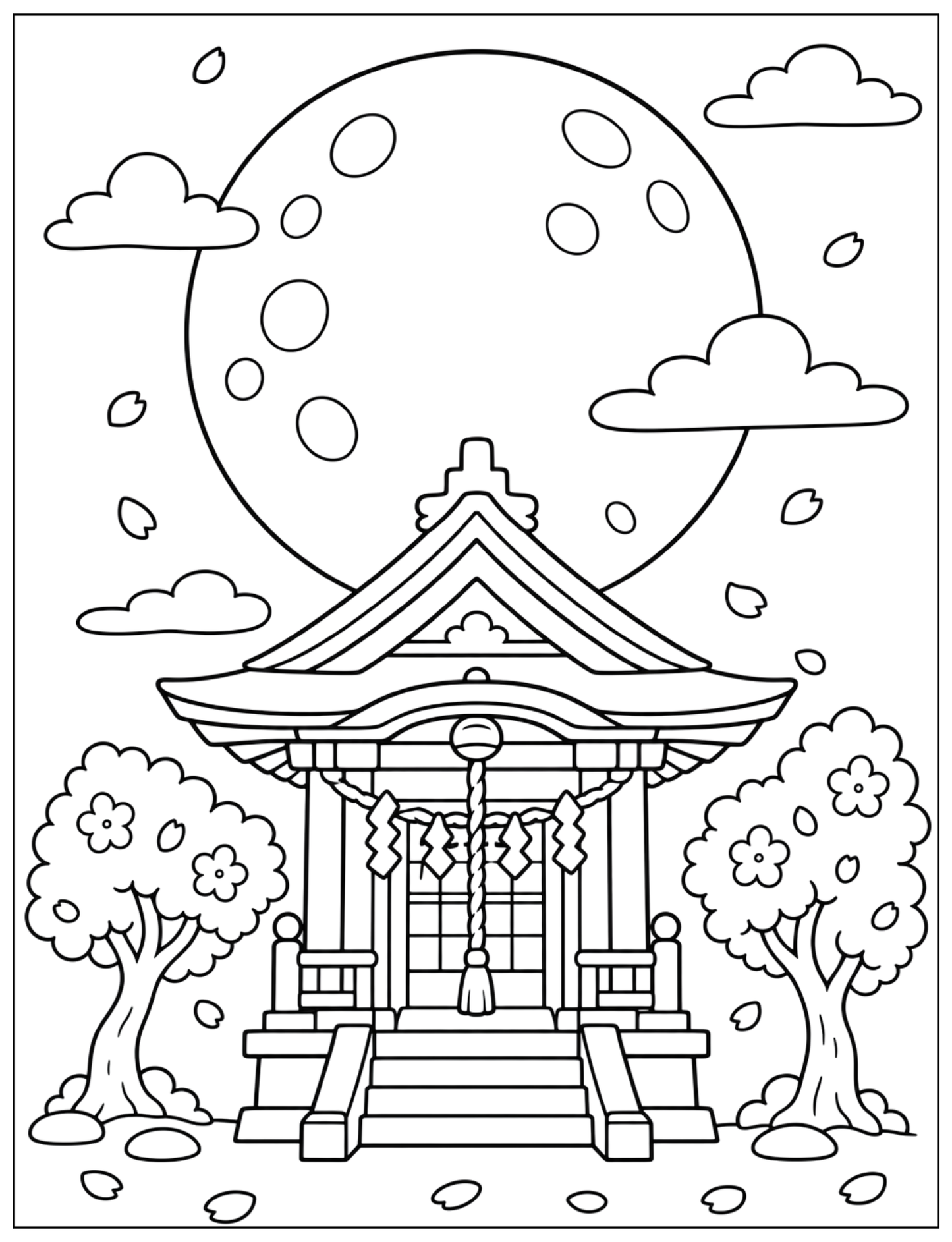 Bold & Easy Fantasy Japanese Shrine Coloring Book for Adults