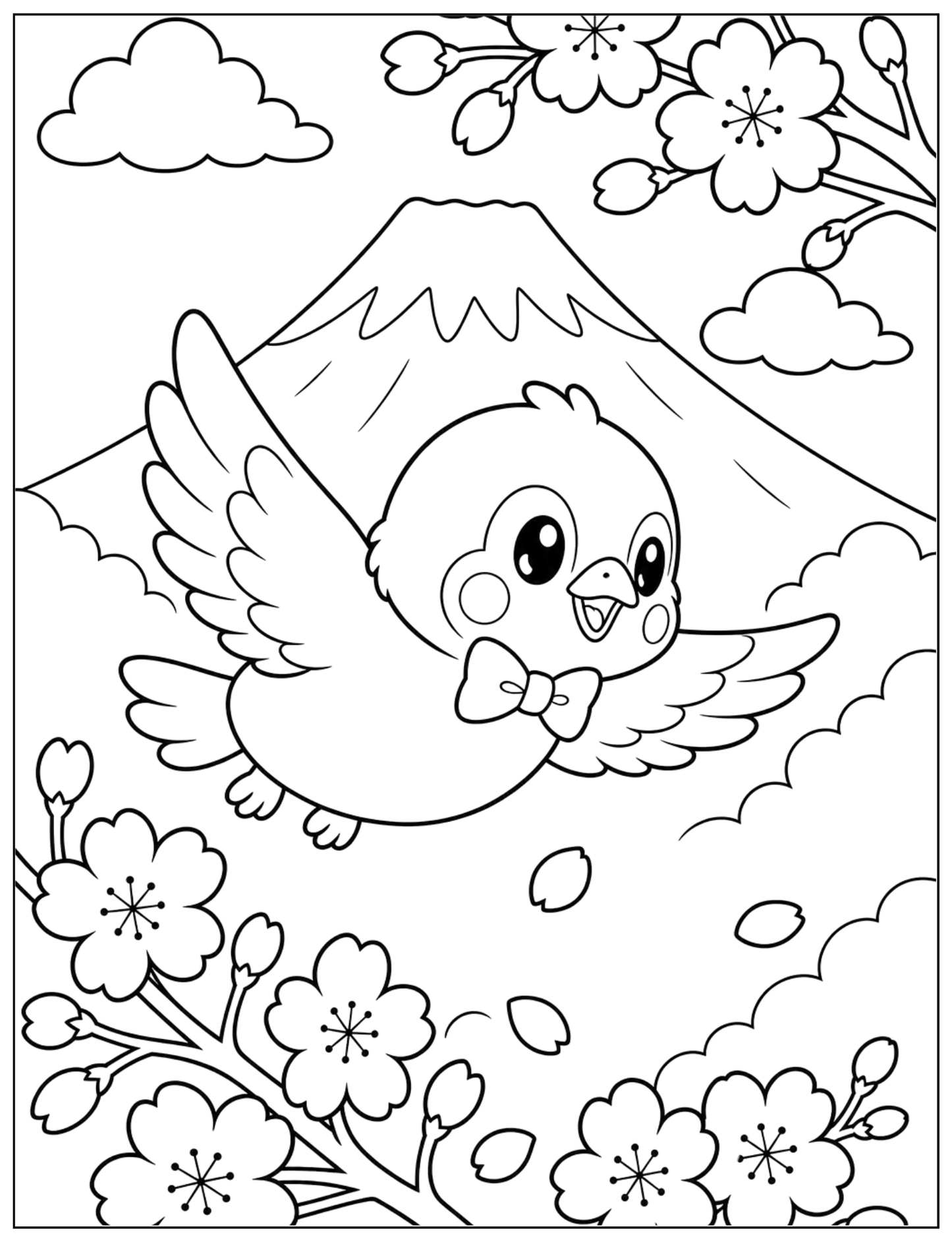 Chunta's Sky Journey Through Japan: Bold & Easy Coloring Book for Adults