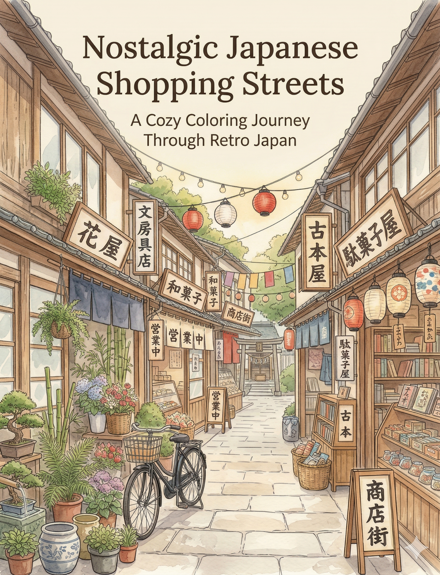 Nostalgic Japanese Shopping Streets: A Cozy Coloring Journey Through Retro Japan