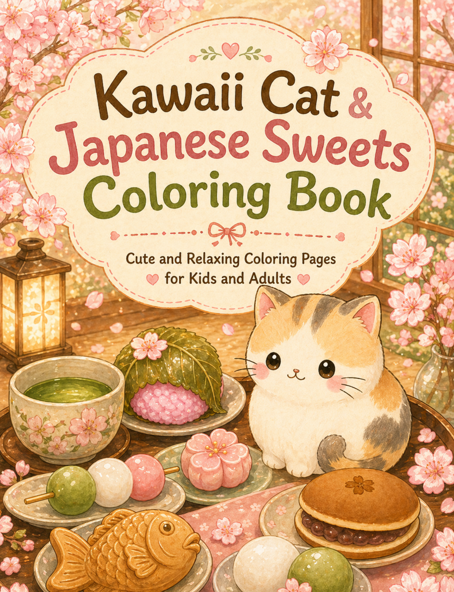Kawaii Cat & Japanese Sweets Coloring Book