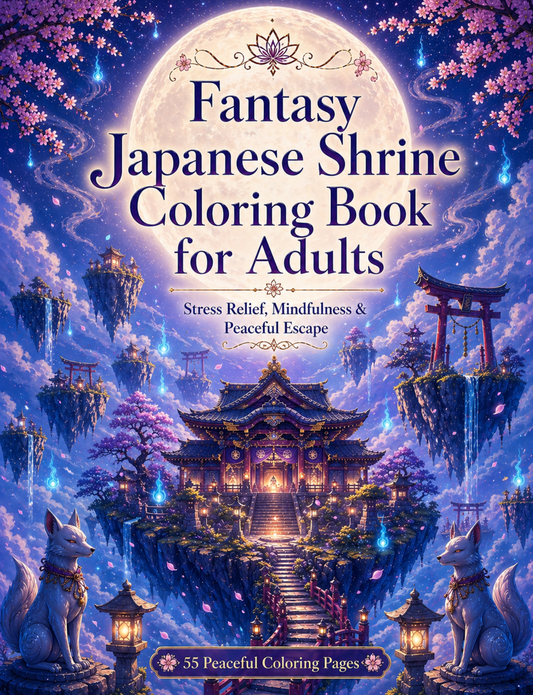 Fantasy Japanese Shrine Coloring Book for Adults