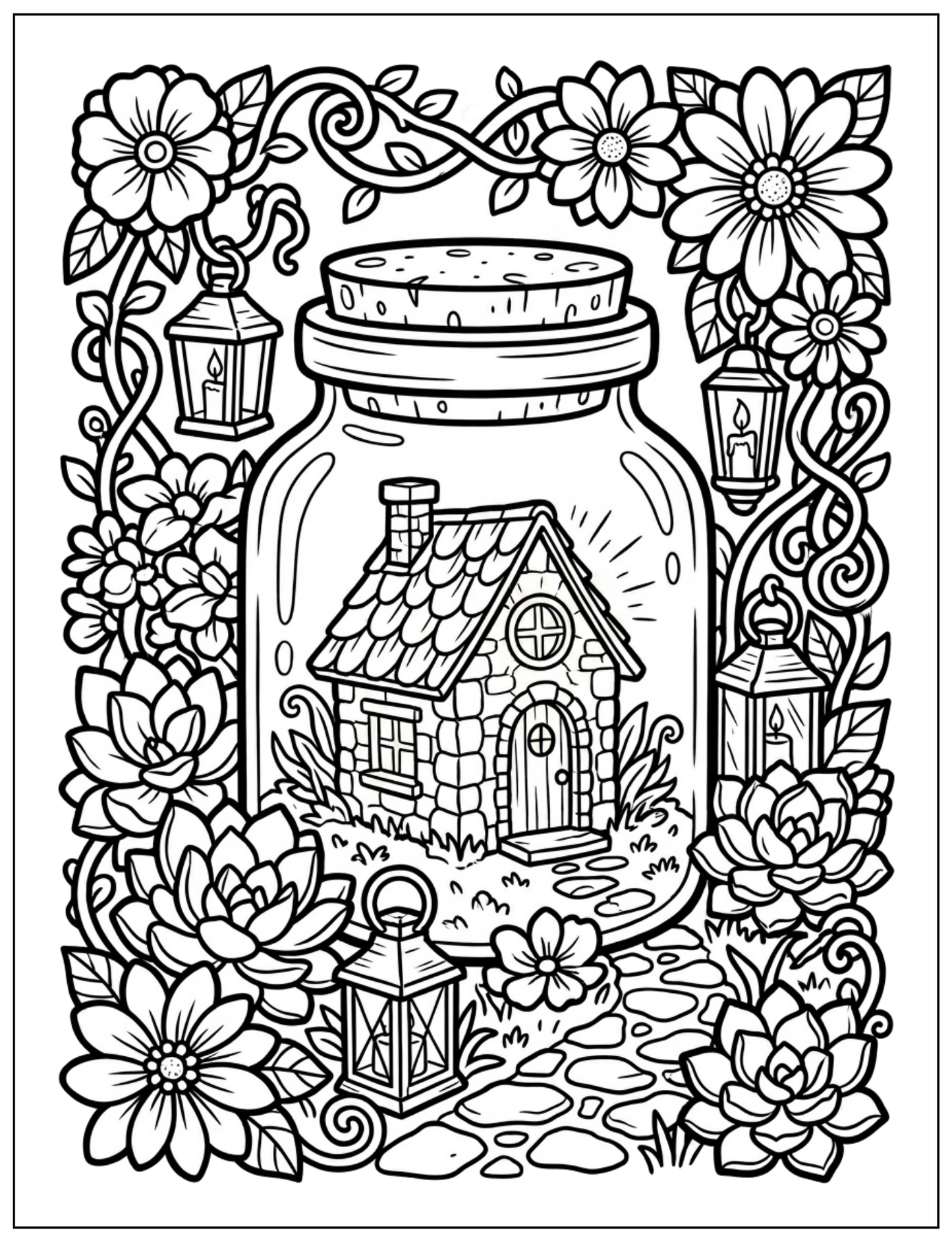 Alone, But Safe: A Healing Terrarium Coloring Book