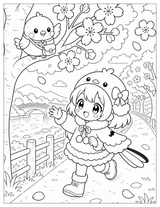 Fuwari & Soramaru's Four Seasons of Little Happiness: A Cozy Seasonal Coloring Adventure
