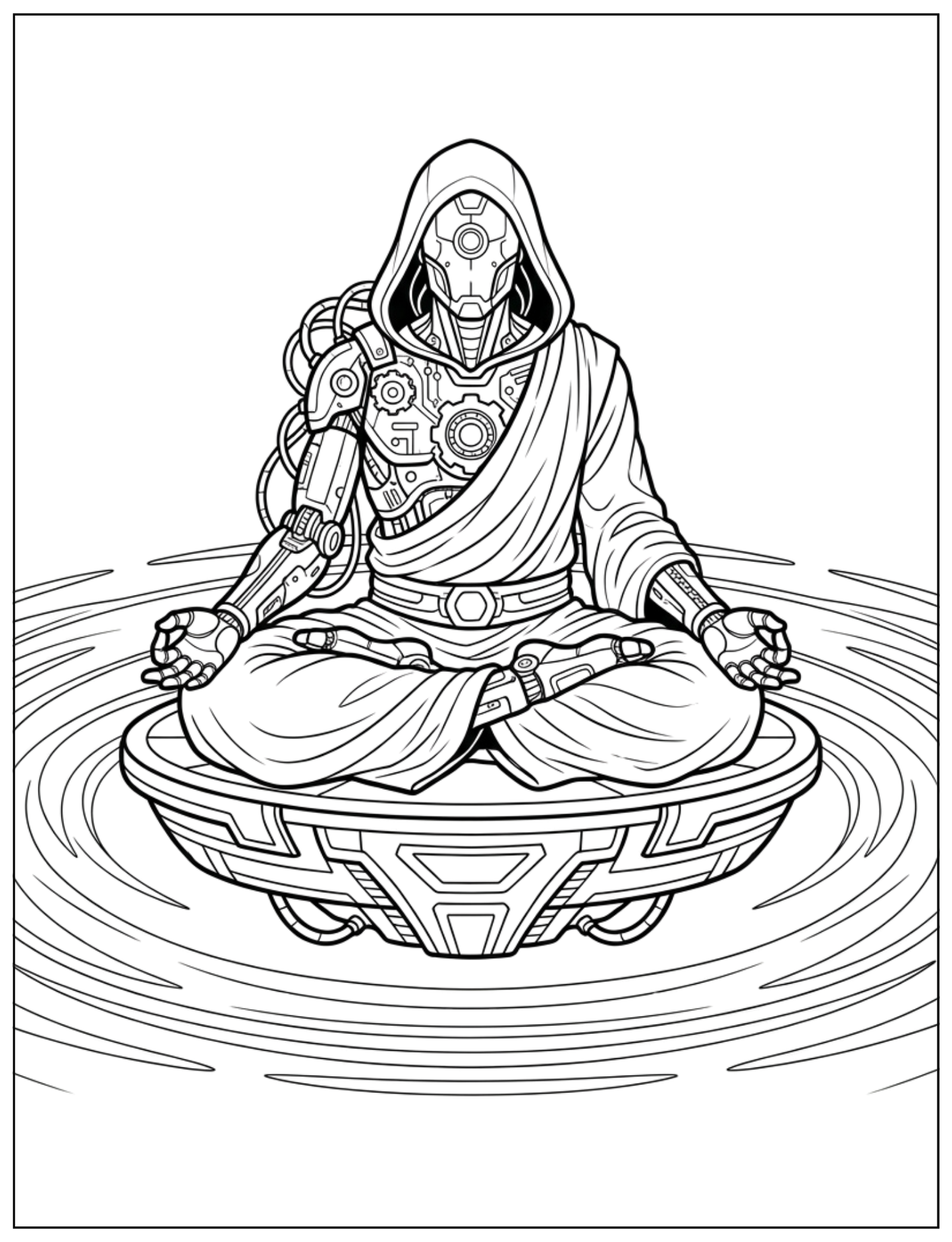 Cyber Zen: A Futuristic Coloring Book for Adults
