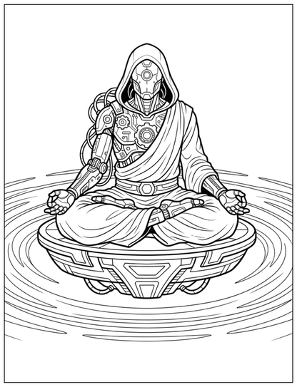 Cyber Zen: A Futuristic Coloring Book for Adults