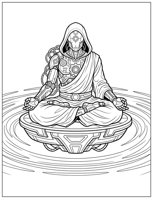 Cyber Zen: A Futuristic Coloring Book for Adults