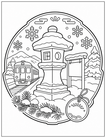 Japan Travel Stamp Coloring Book: Bold & Easy Coloring Book for Adults