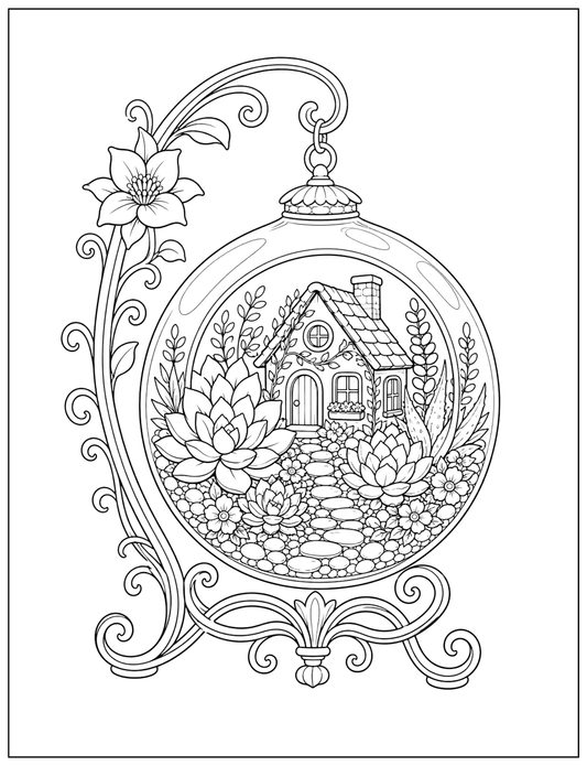 My Little Terrarium: 50 Peaceful Coloring Pages of Tiny Cottage Gardens