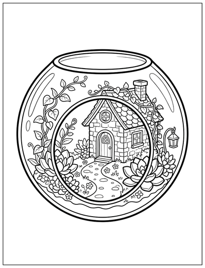 Alone, But Safe: A Healing Terrarium Coloring Book