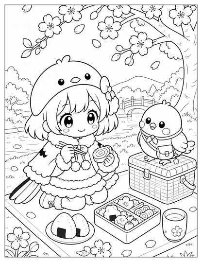 Fuwari & Soramaru's Four Seasons of Little Happiness: A Cozy Seasonal Coloring Adventure