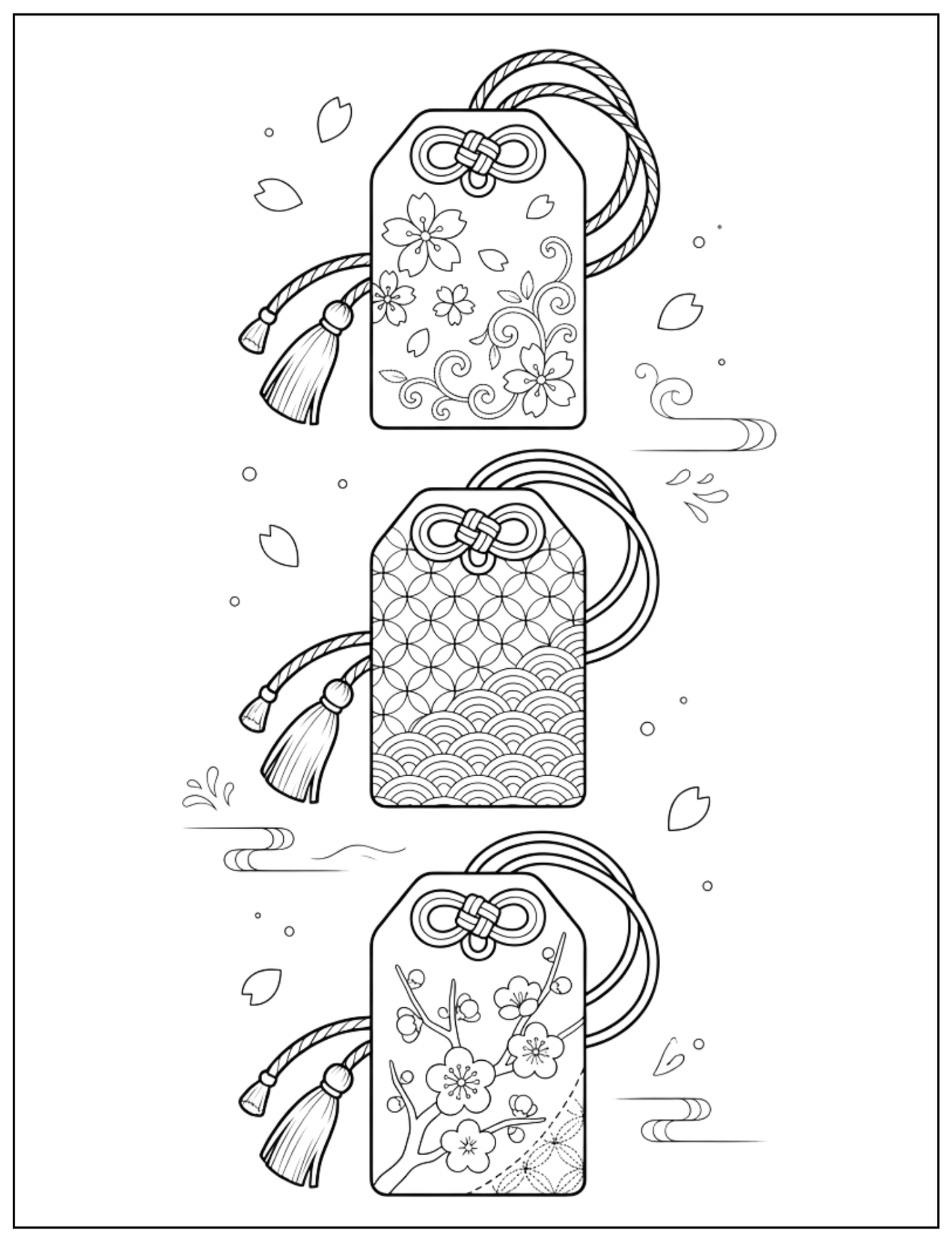 Wishes in Bloom: A Japanese Omamori Coloring Book