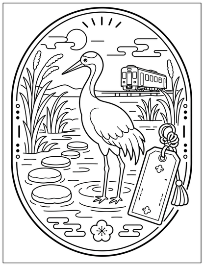 Japan Travel Stamp Coloring Book: Bold & Easy Coloring Book for Adults