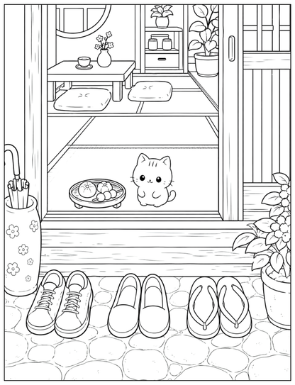 Kawaii Cat & Japanese Sweets Coloring Book